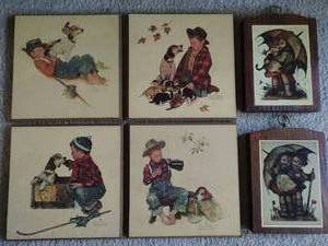 Collection of Norman Rockwell & Hummel Wall art