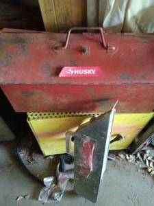 Husky Tools Box With Tools And Wood Box With Drywall Tools
