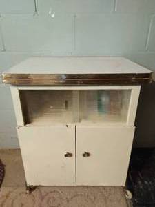 Vintage Rolling Cabinet with Expandable top