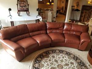 lot 131 image: Curved Leather Sectional