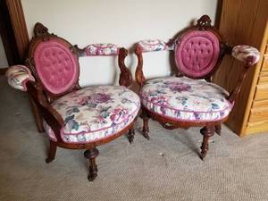 lot 146 image: Antique Bustle Chairs