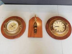 lot 175 image: Shop Made Porthole Clock and Barometer