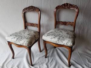 2 Antique Restored Walnut Parlor Chairs