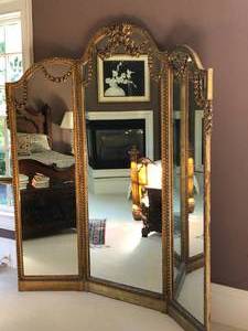7 Foot Tall Grand Antique Standing 3 Way Mirror