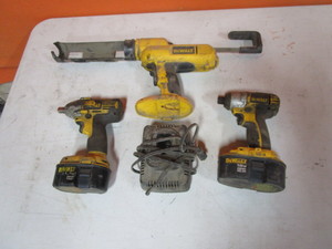 lot 50 image: DeWalt 18v 12 Impact, Driver, Caulk Gun, Charger