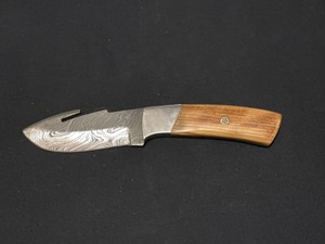 Custom Damascus Steel Blade Gut Hook Knife