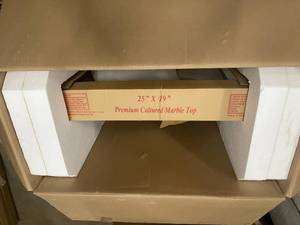 Design House 25 in. Cultured Marble Vanity Top in White on White with Basin In good condition see pictures