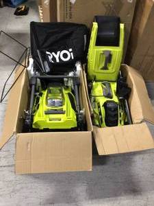 Lot of 2 40V Brushless 20 in. Cordless Battery Walk Behind Push Lawn Mower  by RYOBI Tool Only Customer Returns See Pictures