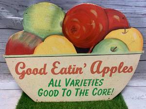 lot 7 image: Vintage Good Eatin Apples Metal Sign 14 Wide