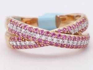 lot 8C image: New Pink Sapphire and Diamond Criss-Cross Ring in 18k Rose Gold $3,900 Price Tag