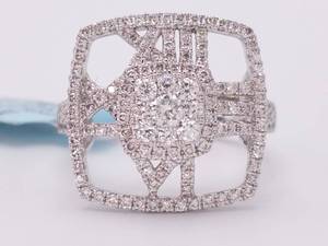 lot 11A image: New 1.00 Carat Diamond Roman Numeral Halo Ring in 18k White Gold