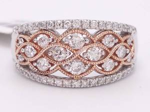 lot 11C image: New Gorgeous 34 Carat Diamond Lattice Ring in Two Toned 14k Gold