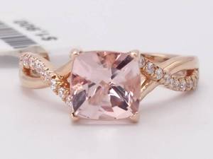 lot 16C image: New 1.40 Carat Morganite and Diamond Ring in 14k Rose Gold