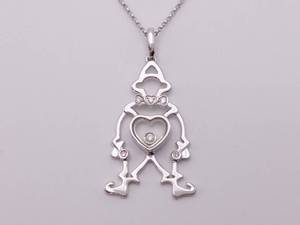 lot 26A image: New Fancy Clown Necklace with Floating Bezel Set Diamond in 14k White Gold