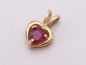 lot 45 image: Lovely Heart Shaped Natural Ruby Pendant in 14k Yellow Gold