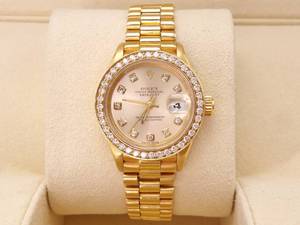 lot 0 image: Ladies Rolex 18k Gold President Datejust 69178 Watch with 1.04 Carat Diamond Dial and Bezel $11,500 Value