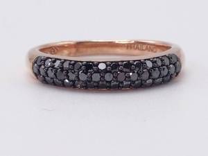 lot 34 image: 12 Carat Pave Set Natural Black Diamond Ring in Rose Gold
