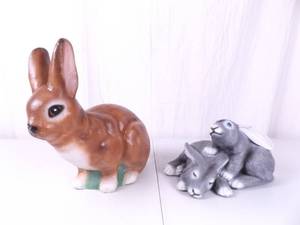 lot 19 image: Large 12 Painted CONCRETE Rabbit and Bunny Garden Statues