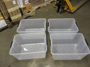 3 Plastic Totes with Lids- lids are...