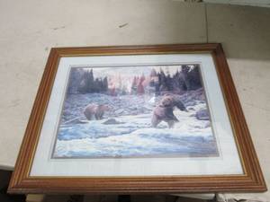 lot 162 image: bear picture in frame 23x19 ...