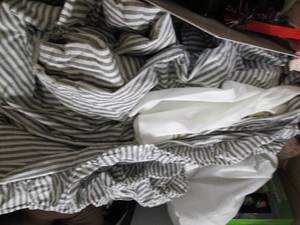lot 212 image: box of curtians, sheets and shower ...