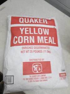 lot 258 image: quaker yellow corn meal 25 pounds o...