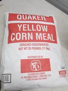 lot 261 image: quaker yellow corn meal 25 pounds o...