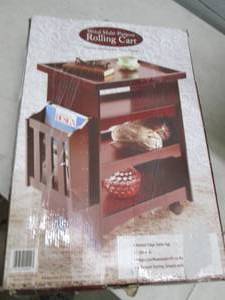 lot 281 image: wood multipurpose rolling cart ...
