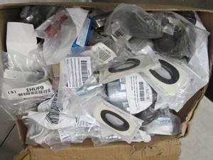 lot 293 image: box of air hose adapters , metal el...