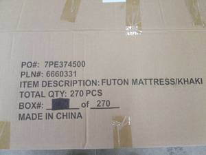 lot 290 image: Brand New Futon size mattress, plush cover Khaki color