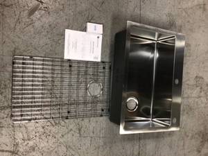 Tight Radius Stainless Steel Drop-InUndermount 30 in. Single Bowl Kitchen Sink in Brushed Finish with Grids, Strainer by Glacier Bay