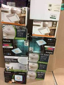 MIX LOT OF Broan-NuTone 50 CFM Ceiling Bathroom Exhaust Fan  &amp HAMPTON BAY Customer Returns See Pictures