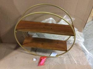 Sequoia 24 in. x 24 in. x 7 in. Walnut BrownGold Decorative Wall Shelf&nbsp&nbspCustomer Returns See Pictures