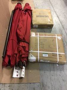 Abba Patio 9 ft. Outdoor Market Umbrella with Push Button Tilt and Crank Patio Umbrella in Red&nbsp&nbspCustomer Returns See Pictures