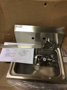 17 in. Wall Mount Stainless Steel 1 Compartment Commercial Hand Wash Sink&nbsp&nbsp&nbspCustomer Returns See Pictures
