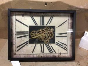 23.75 in. H Vintage Rectangle Gear Clock with Tempered Glass&nbsp&nbspCustomer Returns See Pictures