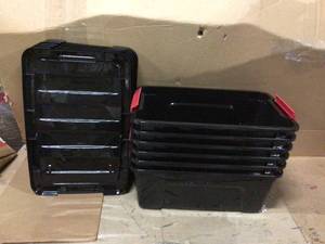 12 Qt. Stack and Pull Storage Box in Black (6-Pack)&nbsp&nbspCustomer Returns See Pictures