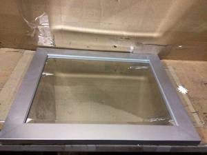 Amanti Art Brushed 20 in. W x 24 in. H Framed Rectangular Bathroom Vanity Mirror in Brushed Silver&nbsp&nbspCustomer Returns See Pictures