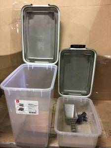 12 Qt. and 33 Qt. Airtight Pet Food Storage Combo with a Scoop in Gray&nbsp&nbspCustomer Returns See Pictures