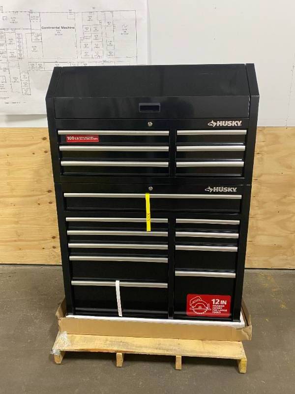 41 in. x 24.5 in D 16-Drawer Gloss Black Tool Chest and Cabinet Combo 41 in. x 24.5 in D 16-Drawer Gloss Black Tool Chest and Cabinet Combo