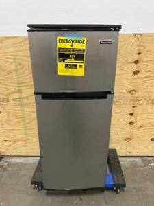 lot 54 image: MAGIC CHEF 4.5 cu. ft. 2 Door Mini Fridge in Stainless Look with Freezer