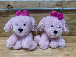 lot 97 image: ANIMAL ADVENTURE Lot of 2-  Fuzzy Pink Dog Puppy Stuffed Animals 11