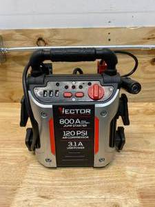 lot 119 image: VECTOR 800 Peak Amp Portable Car Jump Starter with 120 PSI Compressor and Triple USB Power