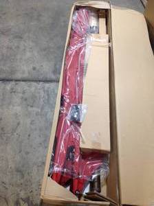 lot 11 image: Abba Patio 9 ft. x 7 ft. Offset Cantilever Adjustable Vertical Tilt Offet Patio Umbrella in Dark Red (good condition) review pictures