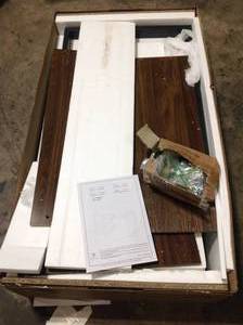 lot 21 image: Walker Edison Furniture Company 48 in. Dark Walnut Composite Rectangular 1 -Drawer Computer Desk with Keyboard Tray open box (review pictures)
