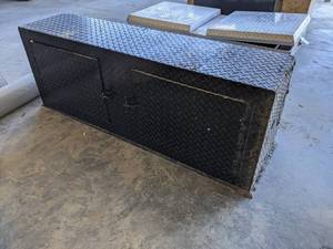 lot 904 image: Steel Truck Toolbox - Measures about 60 x 23 x 18 - NO SHIPPING