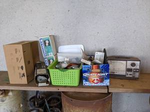 lot 937 image: Large Lot of Misc. - Penske Analyzer, Masks, Lights, Scissor Jack, Wheelbarrow Parts and More - NO SHIPPING