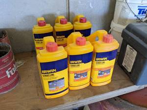 lot 953 image: Lot of (6) IRWIN Line Chalk - 5LB Containers - Most seem full - SHIPPING AVAILABLE