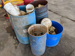 lot 984 image: Lot of (4) Barrels PVC Pipe Fittings, Electrical Boxes - NO SHIPPING