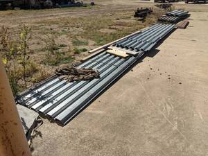 lot 889 image: Lot of about 136 Corrugated Steel - Used as base for pouring concrete roofs etc.  - NO SHIPPING
